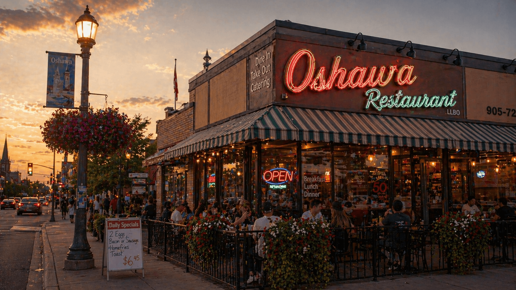 A Oshawa restaurant scene illustrating the local landscape
