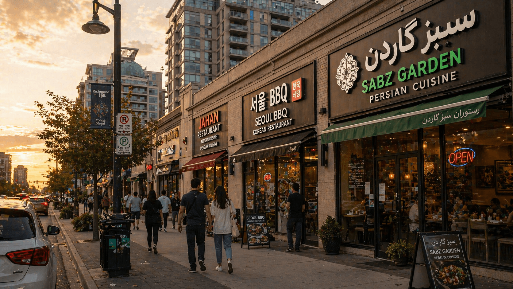 A Richmond Hill restaurant scene illustrating the local landscape